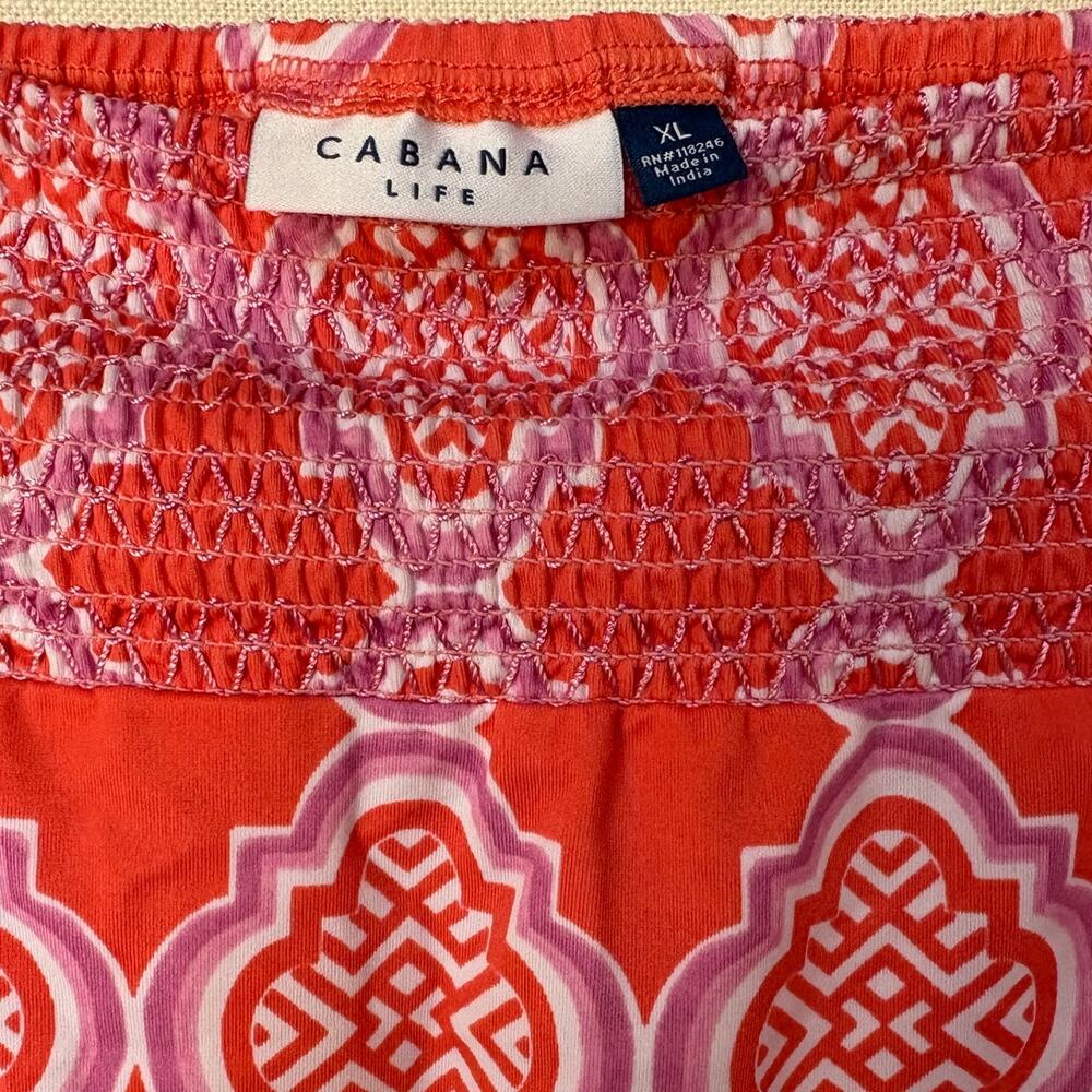 Cabana Life Coral Geo Coverluxe Smocked Dress Off the Shoulders UPF 50+ size XL - Picture 2 of 12